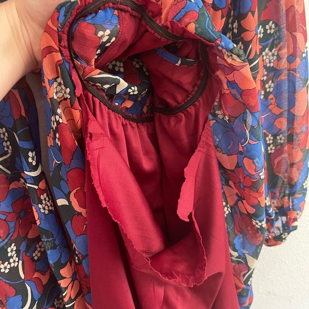 Aakaa Vibrant Floral Long Sleeve Maxi Dress Size S - Picture 10 of 11